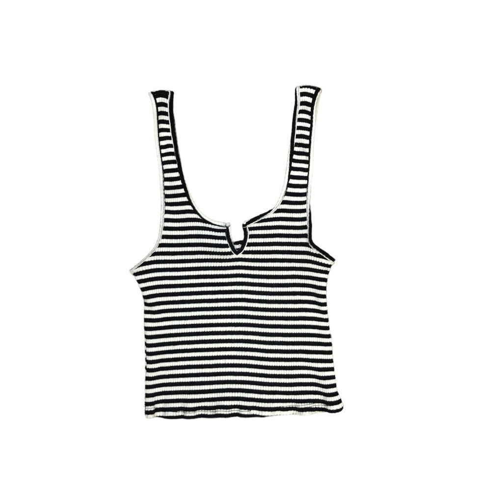 Black and white striped tank crop top- forever21. Used